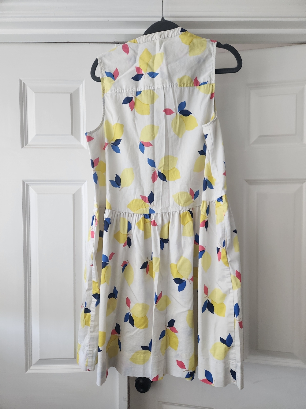 kate spade White Sleeveless Lemon Floral Cotton Shirt Dress (Large) - Picture 4 of 4